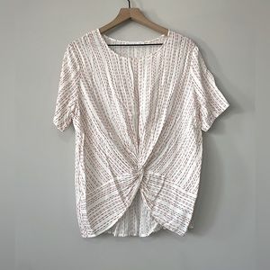 Potters pot linen blend twist front short sleeve blouse